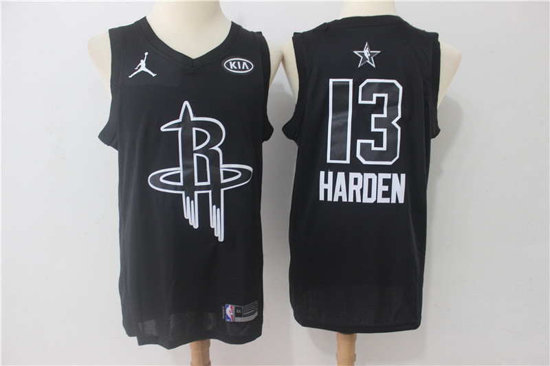 Men Houston Rockets 13 Harden Black 2108 All Stars NBA Jerseys